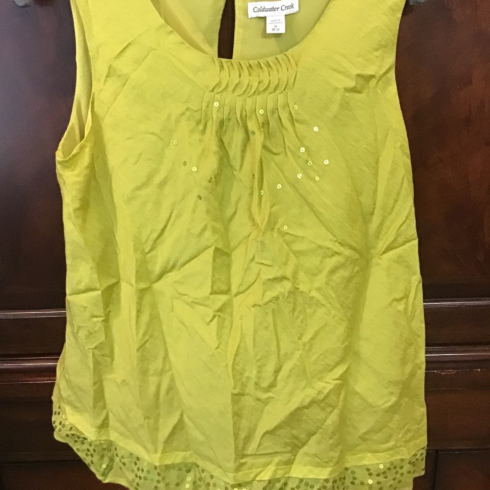 💚3/$25 Coldwater Creek green with sequin medium blouse